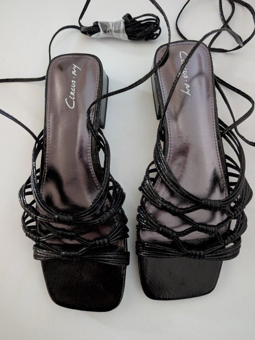 Circus NY Sam Edelman Jocelyn Ankle Wrap Block Heels Sandals Black Size 7 New